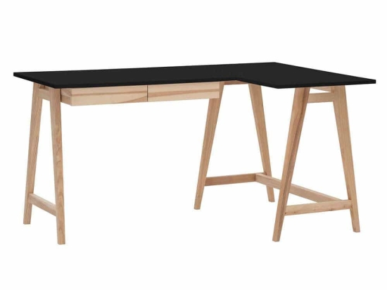Γραφείο Luka Δεξιά Γωνία LUKAROFASHBLACK 135x50x75cm Natural-Black