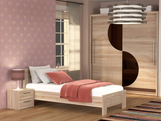 ΚΡΕΒΑΤΙ SOLO ΜΟΝΟ ΜΕ ΤΑΒΛΕΣ SONOMA MDF ΚΑΜΠΥΛΩΤΟ ΤΕΛΕΙΩΜΑ 90X200CM