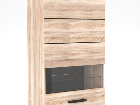 ΒΙΤΡΙΝΑ SOLO ΜΟΝΟΦΥΛΛΗ 65X35X109 SONOMA ΜΕ ΛΕΠΤΟΜΕΡΕΙΕΣ WENGE ΚΑΙ MDF ΚΑΜΠΥΛΩΤΟ ΤΕΛΕΙΩΜΑ