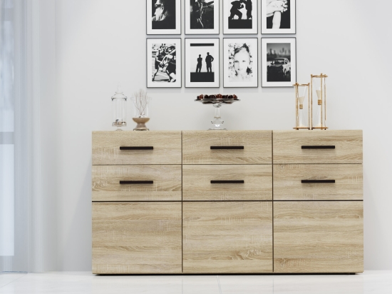 ΜΠΟΥΦΕΣ SOLO 150X41X82CM SONOMA ΜΕ WENGE ΚΑΙ MDF ΚΑΜΠΥΛΩΤΟ ΤΕΛΕΙΩΜΑ ΣΤΙΣ ΠΟΡΤΕΣ