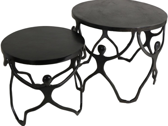 ΤΡΑΠΕΖΑΚΙ ARTELIBRE ΑΝΘΡΩΠΟΙ ΜΑΥΡΟ ΑΛΟΥΜΙΝΙΟ 58X58X49CM ΣΕΤ 2ΤΜΧ