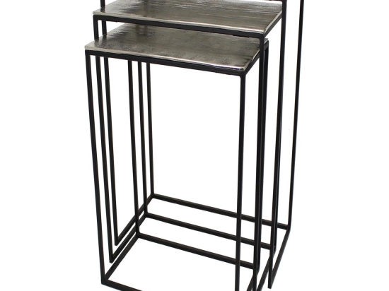 ΤΡΑΠΕΖΑΚΙ ARTELIBRE ΑΣΗΜΙ ΑΛΟΥΜΙΝΙΟ 53X29X66CM ΣΕΤ 3ΤΜΧ