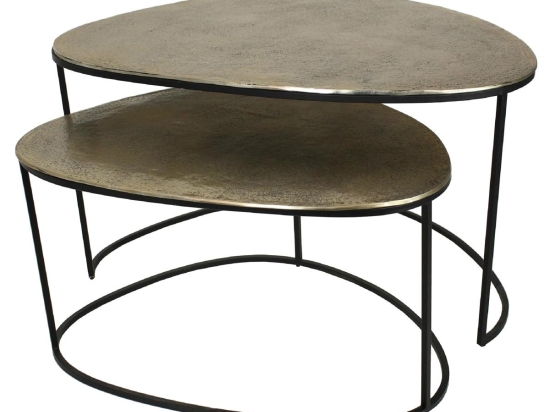 ΤΡΑΠΕΖΑΚΙ ARTELIBRE ΧΡΥΣΟ ΑΛΟΥΜΙΝΙΟ 90X70X50CM ΣΕΤ 2ΤΜΧ