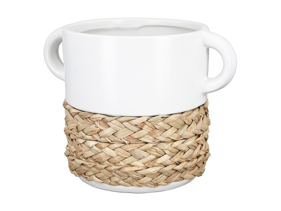 ΚΑΣΠΩ ARTELIBRE ΜΕ ΧΕΡΟΥΛΙΑ ΛΕΥΚΟ/ΦΥΣΙΚΟ ΚΕΡΑΜΙΚΟ/RATTAN 14.5X20X15CM