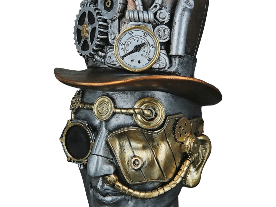 ΔΙΑΚΟΣΜΗΤΙΚΟ ARTELIBRE STEAMPUNK ΑΝΔΡΙΚΟ ΠΡΟΣΩΠΟ ΑΣΗΜΙ POLYRESIN 18X16X20CM