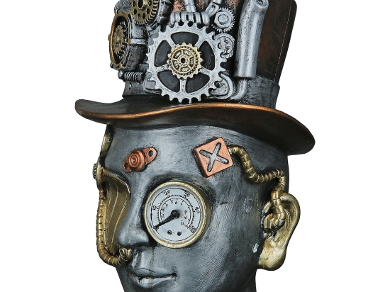 ΔΙΑΚΟΣΜΗΤΙΚΟ ARTELIBRE STEAMPUNK ΓΥΝΑΙΚΕΙΟ ΠΡΟΣΩΠΟ ΑΣΗΜΙ POLYRESIN 18X16X20CM