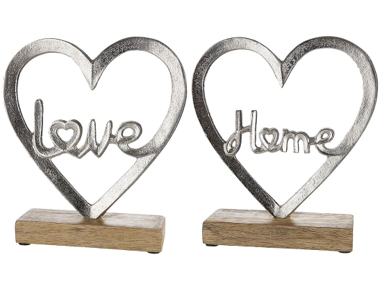 ΔΙΑΚΟΣΜΗΤΙΚΟ ARTELIBRE ΚΑΡΔΙΑ 'HOME/LOVE' ΣΕ ΒΑΣΗ ΑΣΗΜΙ ΑΛΟΥΜΙΝΙΟ/ΞΥΛΟ 6X18X16CM ΣΕ 2 ΣΧΕΔΙΑ