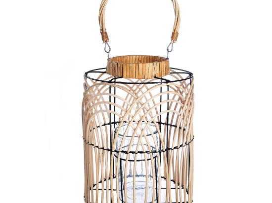 ΦΑΝΑΡΙ ARTELIBRE ΦΥΣΙΚΟ/ΜΑΥΡΟ RATTAN/ΜΕΤΑΛΛΟ 33CM