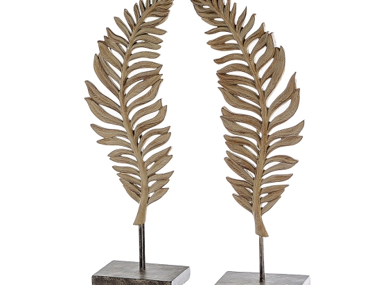 ΔΙΑΚΟΣΜΗΤΙΚΟ ARTELIBRE ΦΥΛΛΟ ΣΕ ΒΑΣΗ ΕΚΡΟΥ POLYRESIN 8X14X42CM ΣΕ 2 ΣΧΕΔΙΑ