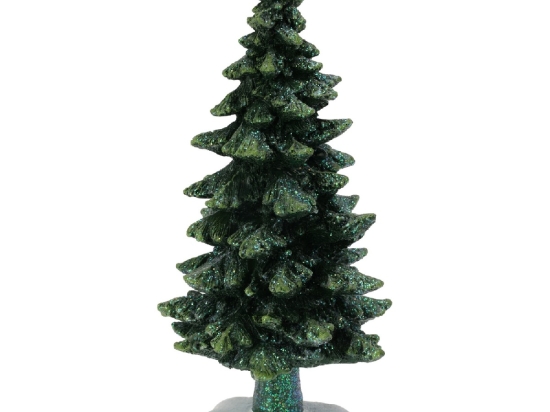 ΔΕΝΤΡΑΚΙ ΜΙΝΙ ΜΕ ΙΡΙΔΙΖΩΝ GLITTER ΠΡΑΣΙΝΟ POLYRESIN 10X10X24CM