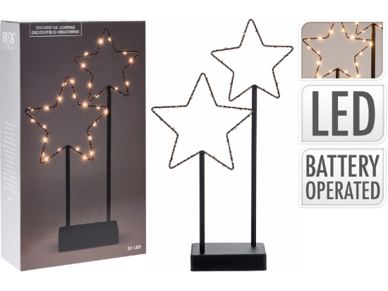 ΔΙΑΚΟΣΜΗΤΙΚΟ ARTELIBRE ΑΣΤΕΡΙΑ ΜΕ 30 MICRO LED ΘΕΡΜΟ ΦΩΣ ΣΕ ΒΑΣΗ ΜΠΑΤΑΡΙΑΣ ΜΑΥΡΟ ΜΕΤΑΛΛΟ 22X7.5X40CM