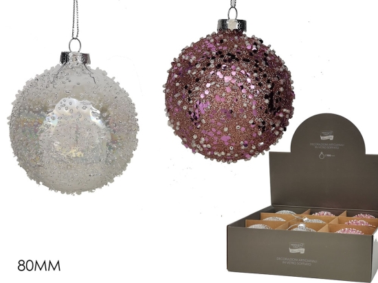 ΜΠΑΛΑ ΜΕ GLITTER ΡΟΖ/ΔΙΑΦΑΝΟ ΓΥΑΛΙ Φ8CM ΣΕ 2 ΧΡΩΜΑΤΑ