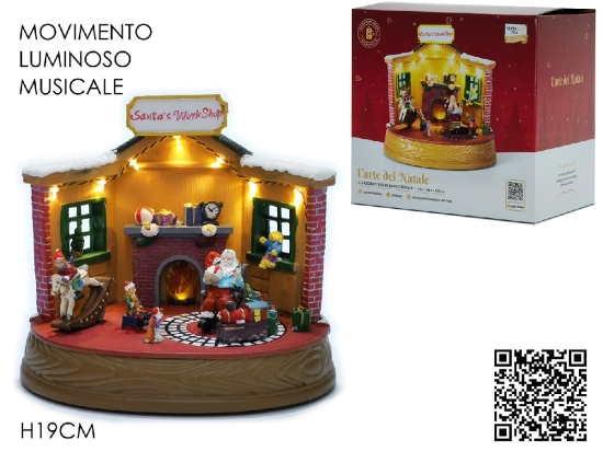 ΧΡΙΣΤΟΥΓΕΝΝΙΑΤΙΚΟ ΣΚΗΝΙΚΟ SANTA'S WORKSHOP ΜΕ ΦΩΣ ΚΙΝΗΣΗ ΚΑΙ ΜΟΥΣΙΚΗ ΠΟΛΥΧΡΩΜΟ POLYRESIN 19CM
