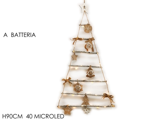 ΔΕΝΤΡΑΚΙ ΣΚΑΛΑ ΜΕ ΣΤΟΛΙΔΙΑ ΦΩΤΙΖΟΜΕΝΟ 40 MICRO LED ΜΠΑΤΑΡΙΑΣ ΦΥΣΙΚΟ ΞΥΛΟ 90CM