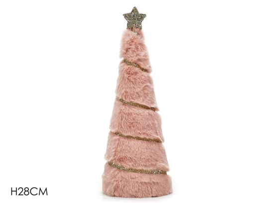 ΔΕΝΤΡΑΚΙ ΜΕ ΧΡΥΣΟ GLITTER ΑΣΤΕΡΙ ΡΟΖ ΓΟΥΝΑ 28CM