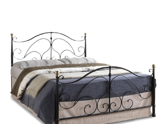 ΚΡΕΒΑΤΙ ARTELIBRE EVELYN ΜΕΤΑΛΛΙΚΟ SEMY GLOSSY BLACK 210X159X109CM (ΣΤΡΩΜΑ 150X200CM)