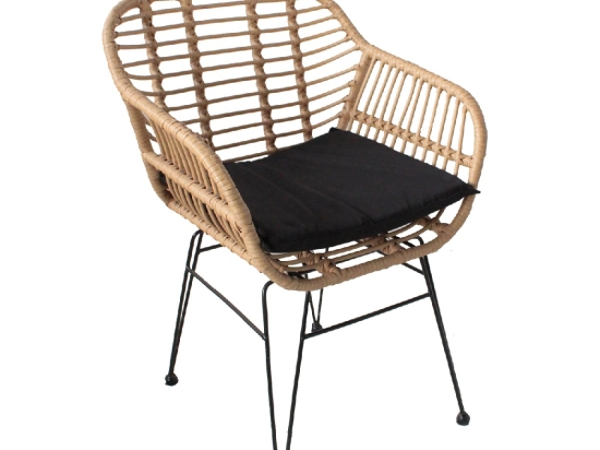 ΚΑΡΕΚΛΑ ΚΗΠΟΥ ARTELIBRE ACTORIUS ΦΥΣΙΚΟ/ΜΑΥΡΟ ΜΕΤΑΛΛΟ/RATTAN 57X53X81CM