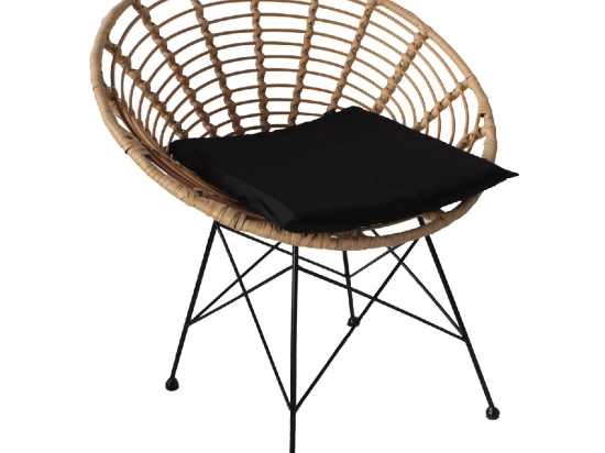 ΚΑΡΕΚΛΑ ΚΗΠΟΥ ARTELIBRE AELIUS ΦΥΣΙΚΟ/ΜΑΥΡΟ ΜΕΤΑΛΛΟ/RATTAN 72X62X78CM