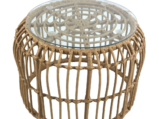 ΤΡΑΠΕΖΑΚΙ ΚΗΠΟΥ ARTELIBRE ALBIUS ΦΥΣΙΚΟ RATTAN/ΜΕΤΑΛΛΟ/ΓΥΑΛΙ Φ50X35CM