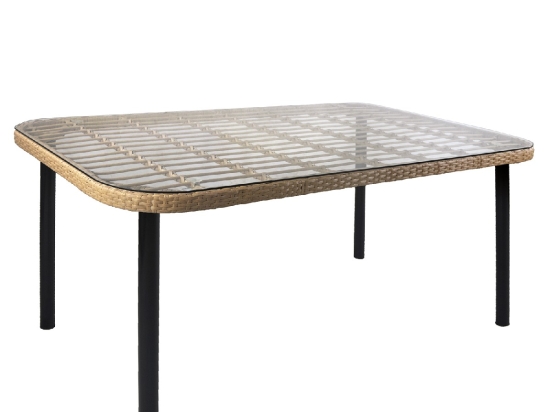 ΤΡΑΠΕΖΙ ΚΗΠΟΥ ARTELIBRE AMPIUS ΦΥΣΙΚΟ/ΜΑΥΡΟ ΜΕΤΑΛΛΟ/RATTAN/ΓΥΑΛΙ 160X90X73CM
