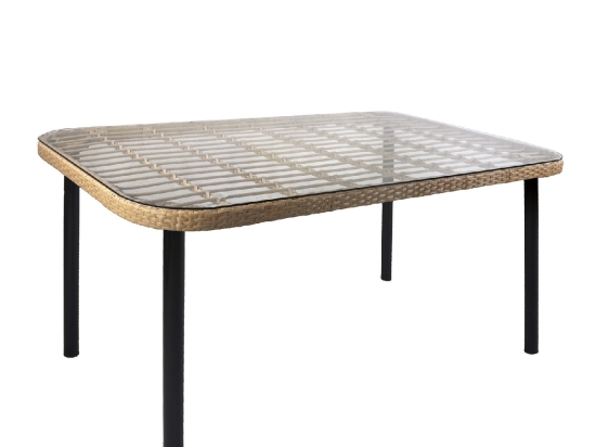 ΤΡΑΠΕΖΙ ΚΗΠΟΥ ARTELIBRE AMPLAS ΦΥΣΙΚΟ/ΜΑΥΡΟ ΜΕΤΑΛΛΟ/RATTAN/ΓΥΑΛΙ 140X80X73CM