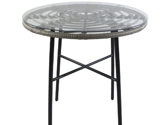 ΤΡΑΠΕΖΙ ΚΗΠΟΥ ARTELIBRE APPIUS ΓΚΡΙ/ΜΑΥΡΟ ΜΕΤΑΛΛΟ/RATTAN/ΓΥΑΛΙ 70X70X74CM