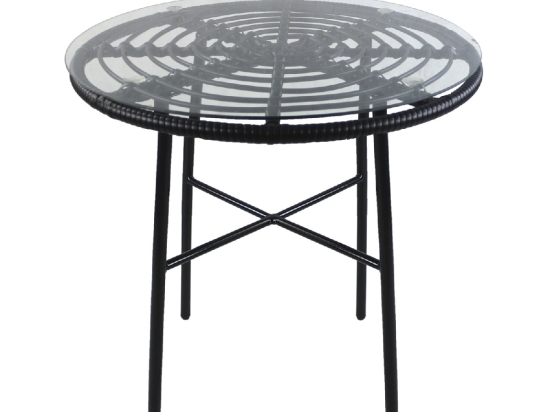 ΤΡΑΠΕΖΙ ΚΗΠΟΥ ARTELIBRE APPIUS ΜΑΥΡΟ ΜΕΤΑΛΛΟ/RATTAN/ΓΥΑΛΙ 70X70X74CM