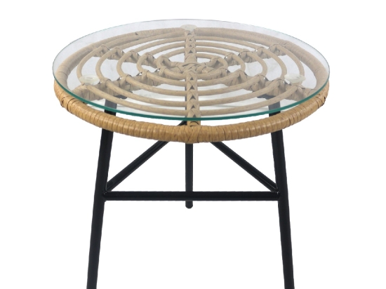 ΤΡΑΠΕΖΙ ΚΗΠΟΥ ARTELIBRE ARELLIUS ΦΥΣΙΚΟ/ΜΑΥΡΟ ΜΕΤΑΛΛΟ/RATTAN/ΓΥΑΛΙ 45X45X46CM