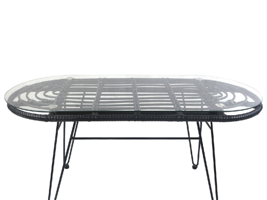 ΤΡΑΠΕΖΙ ΚΗΠΟΥ ARTELIBRE ARRIUS ΜΑΥΡΟ ΜΕΤΑΛΛΟ/RATTAN/ΓΥΑΛΙ 100X45X46CM