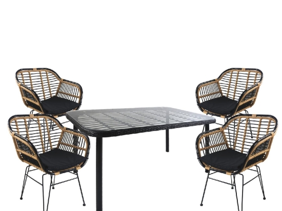 ΣΕΤ ΤΡΑΠΕΖΑΡΙΑ ΚΗΠΟΥ ARTELIBRE AMPLAS ΜΑΥΡΟ ΜΕΤΑΛΛΟ/RATTAN/ΓΥΑΛΙ ΜΕ 4 ΚΑΡΕΚΛΕΣ 14990365