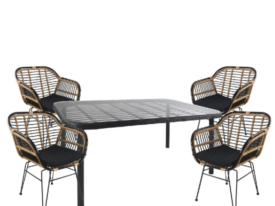 ΣΕΤ ΤΡΑΠΕΖΑΡΙΑ ΚΗΠΟΥ ARTELIBRE AMPIUS ΜΑΥΡΟ ΜΕΤΑΛΛΟ/RATTAN/ΓΥΑΛΙ ΜΕ 4 ΚΑΡΕΚΛΕΣ 14990367