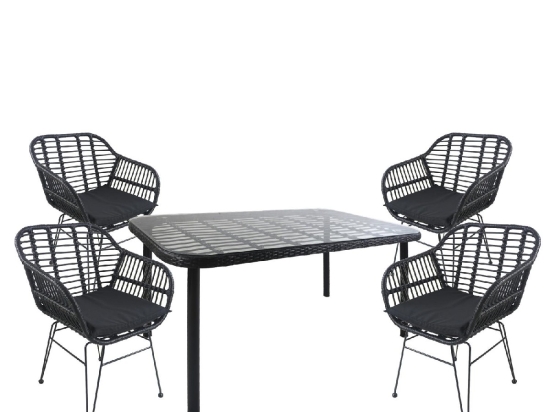 ΣΕΤ ΤΡΑΠΕΖΑΡΙΑ ΚΗΠΟΥ ARTELIBRE AMPLAS ΜΑΥΡΟ ΜΕΤΑΛΛΟ/RATTAN/ΓΥΑΛΙ ΜΕ 4 ΚΑΡΕΚΛΕΣ 14990377