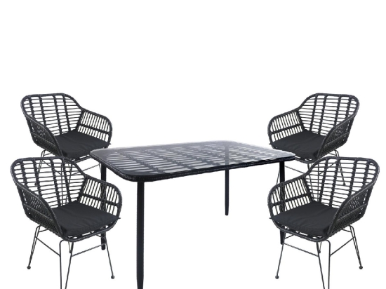 ΣΕΤ ΤΡΑΠΕΖΑΡΙΑ ΚΗΠΟΥ ARTELIBRE ANNIUS ΜΑΥΡΟ ΜΕΤΑΛΛΟ/RATTAN/ΓΥΑΛΙ ΜΕ 4 ΚΑΡΕΚΛΕΣ 14990378