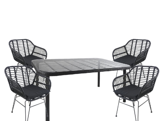 ΣΕΤ ΤΡΑΠΕΖΑΡΙΑ ΚΗΠΟΥ ARTELIBRE AMPIUS ΜΑΥΡΟ ΜΕΤΑΛΛΟ/RATTAN/ΓΥΑΛΙ ΜΕ 4 ΚΑΡΕΚΛΕΣ 14990379