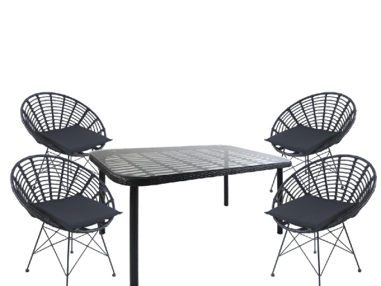 ΣΕΤ ΤΡΑΠΕΖΑΡΙΑ ΚΗΠΟΥ ARTELIBRE AMPLAS ΜΑΥΡΟ ΜΕΤΑΛΛΟ/RATTAN/ΓΥΑΛΙ ΜΕ 4 ΚΑΡΕΚΛΕΣ 14990383