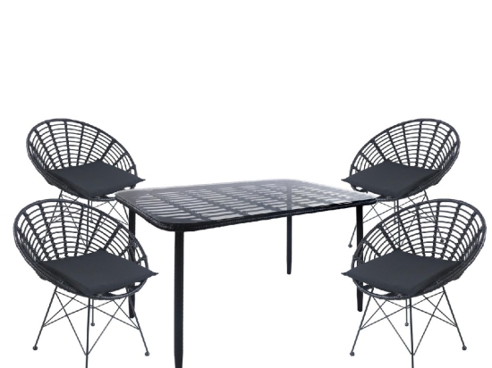ΣΕΤ ΤΡΑΠΕΖΑΡΙΑ ΚΗΠΟΥ ARTELIBRE ANNIUS ΜΑΥΡΟ ΜΕΤΑΛΛΟ/RATTAN/ΓΥΑΛΙ ΜΕ 4 ΚΑΡΕΚΛΕΣ 14990384