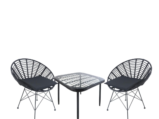 ΣΕΤ ΤΡΑΠΕΖΑΡΙΑ ΚΗΠΟΥ ARTELIBRE ANTIUS ΜΑΥΡΟ ΜΕΤΑΛΛΟ/RATTAN/ΓΥΑΛΙ ΜΕ 2 ΚΑΡΕΚΛΕΣ 14990387