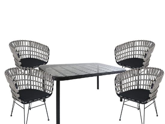 ΣΕΤ ΤΡΑΠΕΖΑΡΙΑ ΚΗΠΟΥ ARTELIBRE AMPLAS ΜΑΥΡΟ ΜΕΤΑΛΛΟ/RATTAN/ΓΥΑΛΙ ΜΕ 4 ΚΑΡΕΚΛΕΣ 14990389
