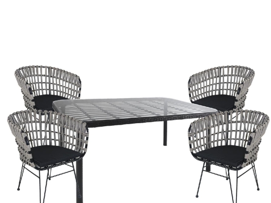 ΣΕΤ ΤΡΑΠΕΖΑΡΙΑ ΚΗΠΟΥ ARTELIBRE AMPIUS ΜΑΥΡΟ ΜΕΤΑΛΛΟ/RATTAN/ΓΥΑΛΙ ΜΕ 4 ΚΑΡΕΚΛΕΣ 14990391