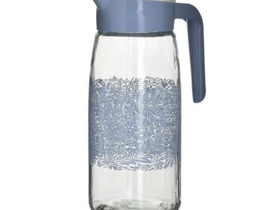Inart Κανάτα Γυάλινη PL Μπλε 1,45L 15Χ10Χ26