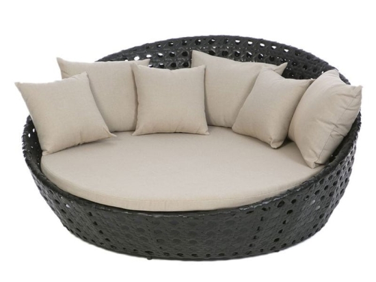 Daybed ρατάν εξωτερικού χώρου σε γκρι σκούρο χρώμα με μαξιλάρια 170x85 εκ