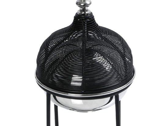 Bain Marie δοχείο με βάση και καπάκι μαύρο αλουμινίου 15x15x31 εκ