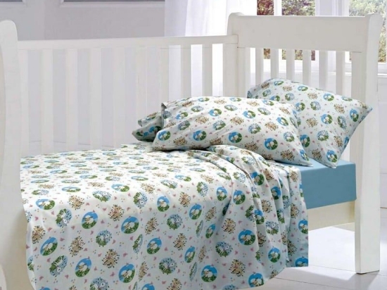 Σεντόνι Βρεφικό Σετ 2Τμχ Elvin Blue Sb Home Crib 80x110cm 100% Βαμβάκι