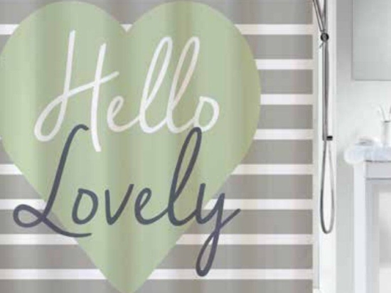 My Bath Κουρτίνα Μπάνιου Υφασμάτινη Hello Lovely Γκρι 180x180