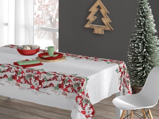 Borea Καρέ Χριστουγεννιάτικο Christmas House 90 x 90 cm Εκρού