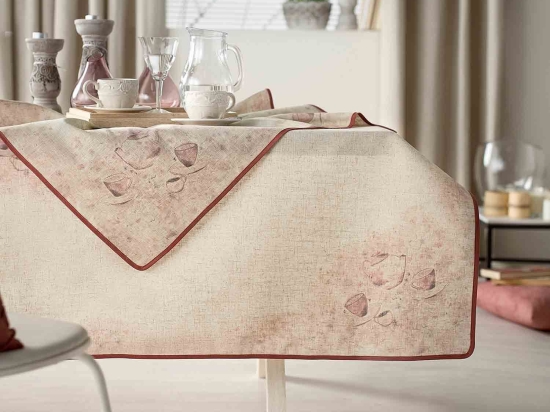 Τραπεζομάντηλο 825 Βeige Gofis Home 135X135cm Λινό-Πολυέστερ