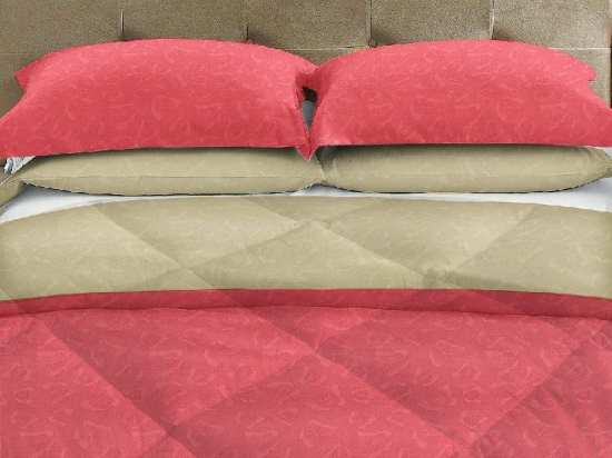 Isadore Lorraine Πάπλωμα Διπλής Όψης Υπέρδιπλο 220×240 - Microsatin Κοραλί/Εκρού