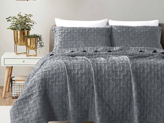 Borea Κουβέρτα Ζακάρ Σετ Africa Ανθρακί Υπέρδιπλη 230 x 245 cm + (2) 50 x 70 cm Ανθρακί