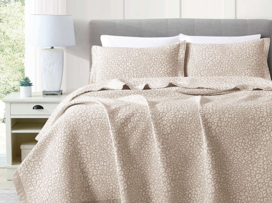 Borea Κουβέρτα Ζακάρ Σετ Leopard Εκρού Υπέρδιπλη 230 x 245 cm + (2) 50 x 70 cm Εκρού