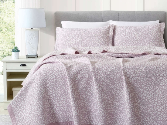 Borea Κουβέρτα Ζακάρ Σετ Leopard Λιλά Υπέρδιπλη 230 x 245 cm + (2) 50 x 70 cm Λιλά